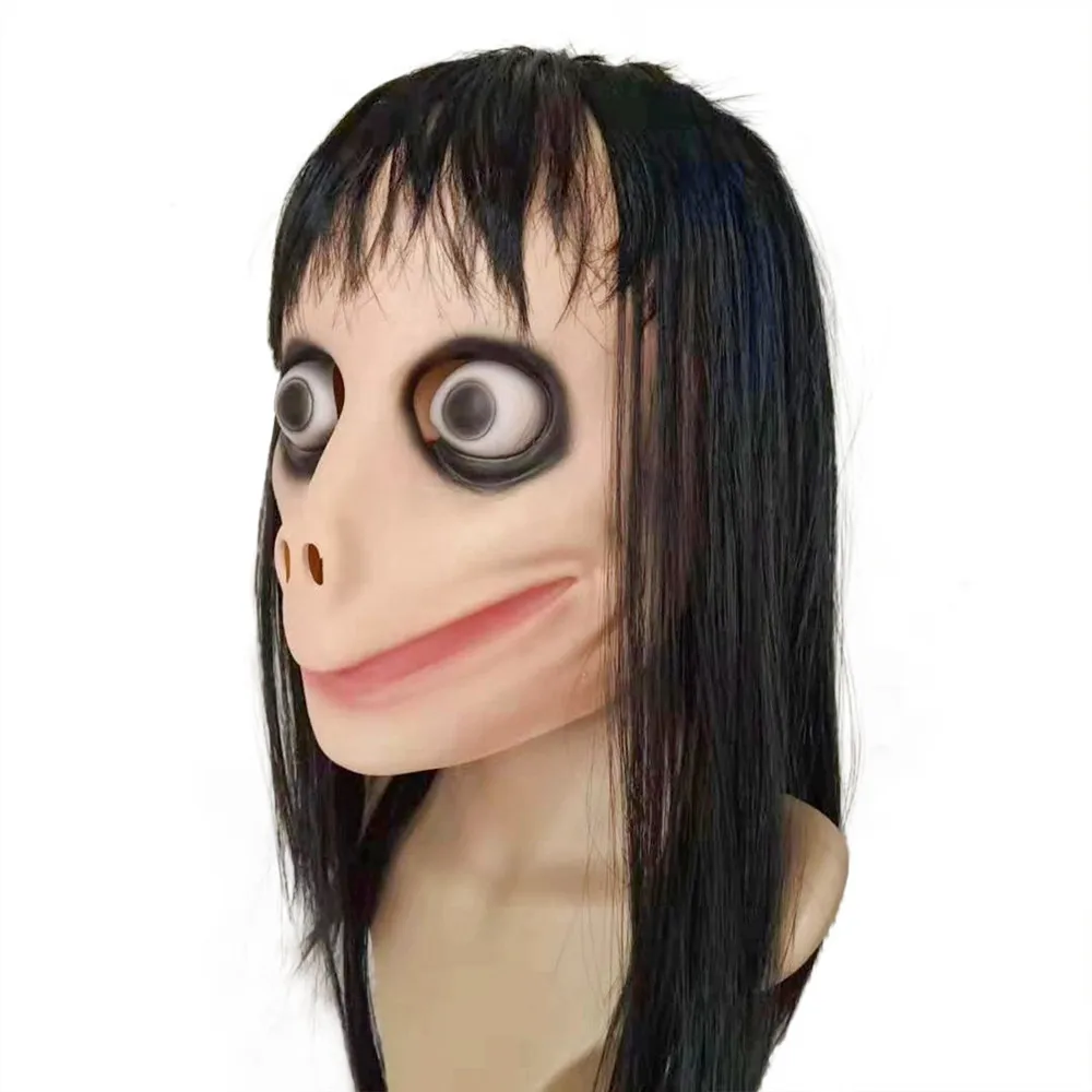 Halloween Momo Scary Latex Mask Cosplay Costume Wig Hair Masquerade Party Horror Masks | &amp Eyewear