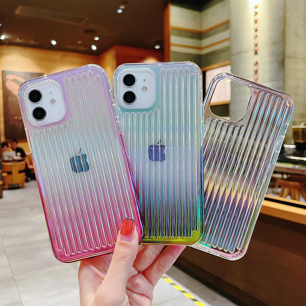 Colorful Gradient Transparent Suitcase Armor Phone Case for 