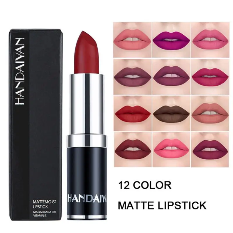 

12 Colors Lipstick Matte Velet Long Lasting Waterproof Non Stick Cup Shimmer Lip Stick Lady Proffesional Red Sexy Lip Makeup