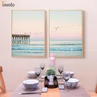 Пейзаж, Картина на холсте Nordic плакат на берегу океана закат розового цвета с рисунком в виде Детская Wall Art Украшение стены изображения прибрежных Декор