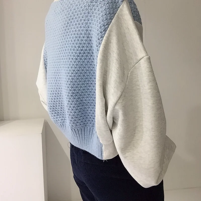 Свитшот женский в Корейском стиле с буквенным принтом вязаная Асимметричная