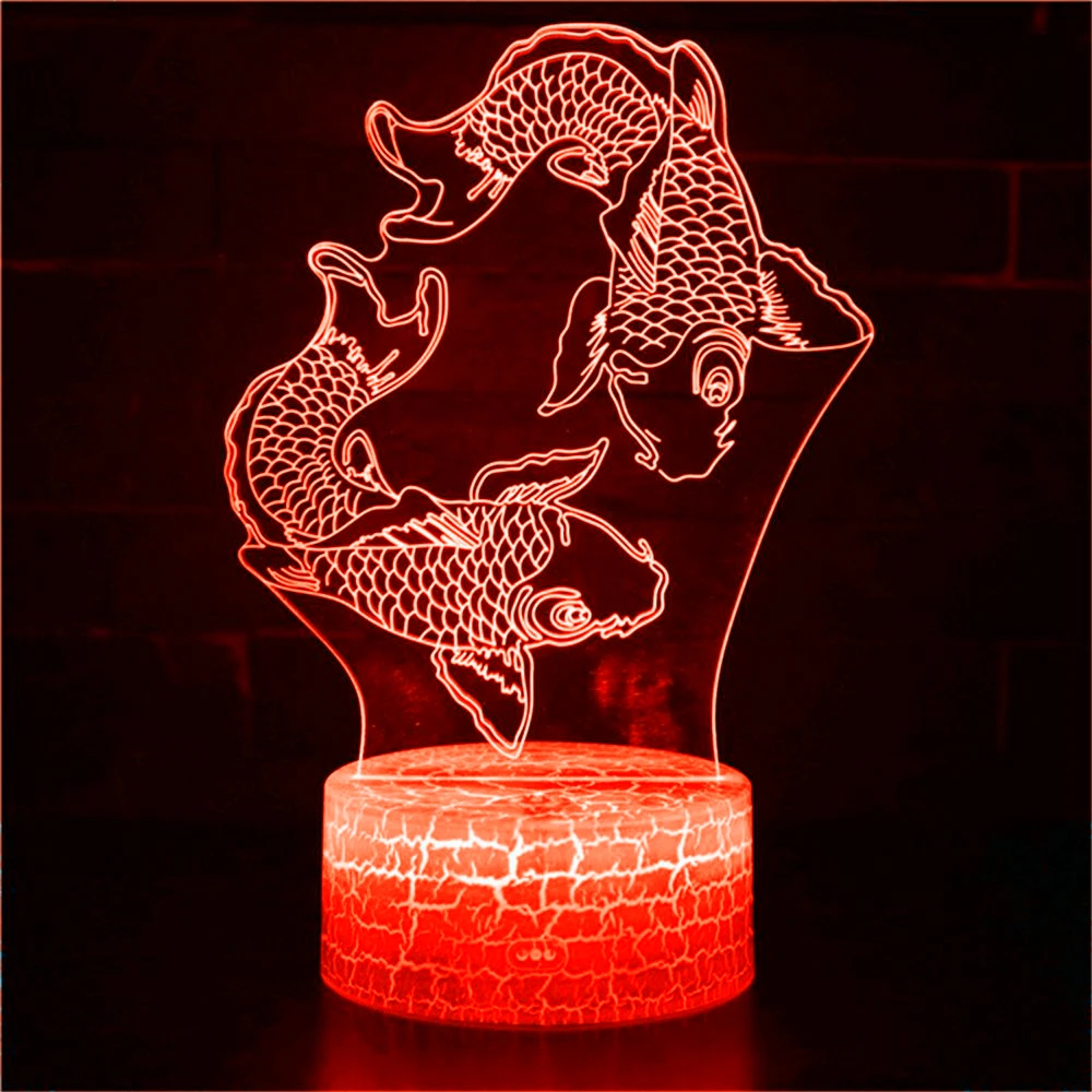 

3D illusion golden koi fish colorful color-changing statue desktop bedroom home furnishings marine animal gift night LED light