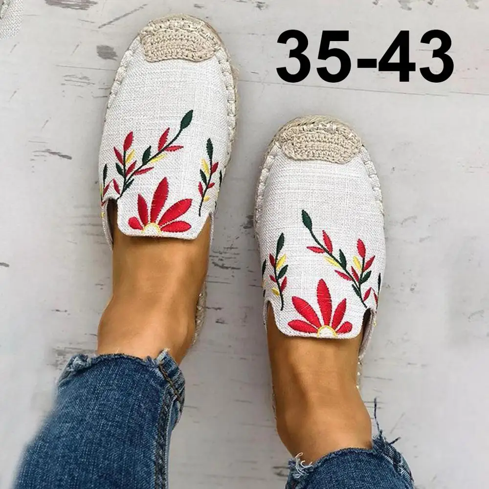 Женские холщовые эспадрильи лоферы с круглым носком|Обувь без каблука| |
