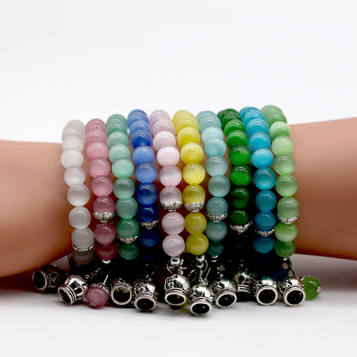 Бусины из натурального камня кошачий глаз 10 цветов|Браслеты| |