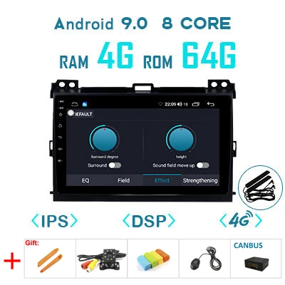 4G 64G DSP canbus 1280P Android 9,0 4G 64G Carplay gps для Toyota LAND CRUISER Prado 120 Lexus GX470 мультимедиа DSP ips экран стерео без DVD Радио - Цвет: 4G 64G DSP canbus