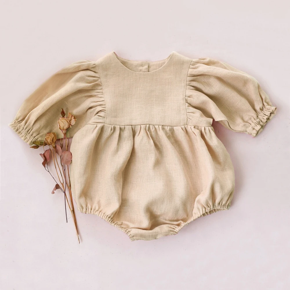 Infant Baby Girls Rompers Oversize Retro Plaid Newborn Summer Autumn Children Long Sleeve Clothing Baby Clothing One Piece