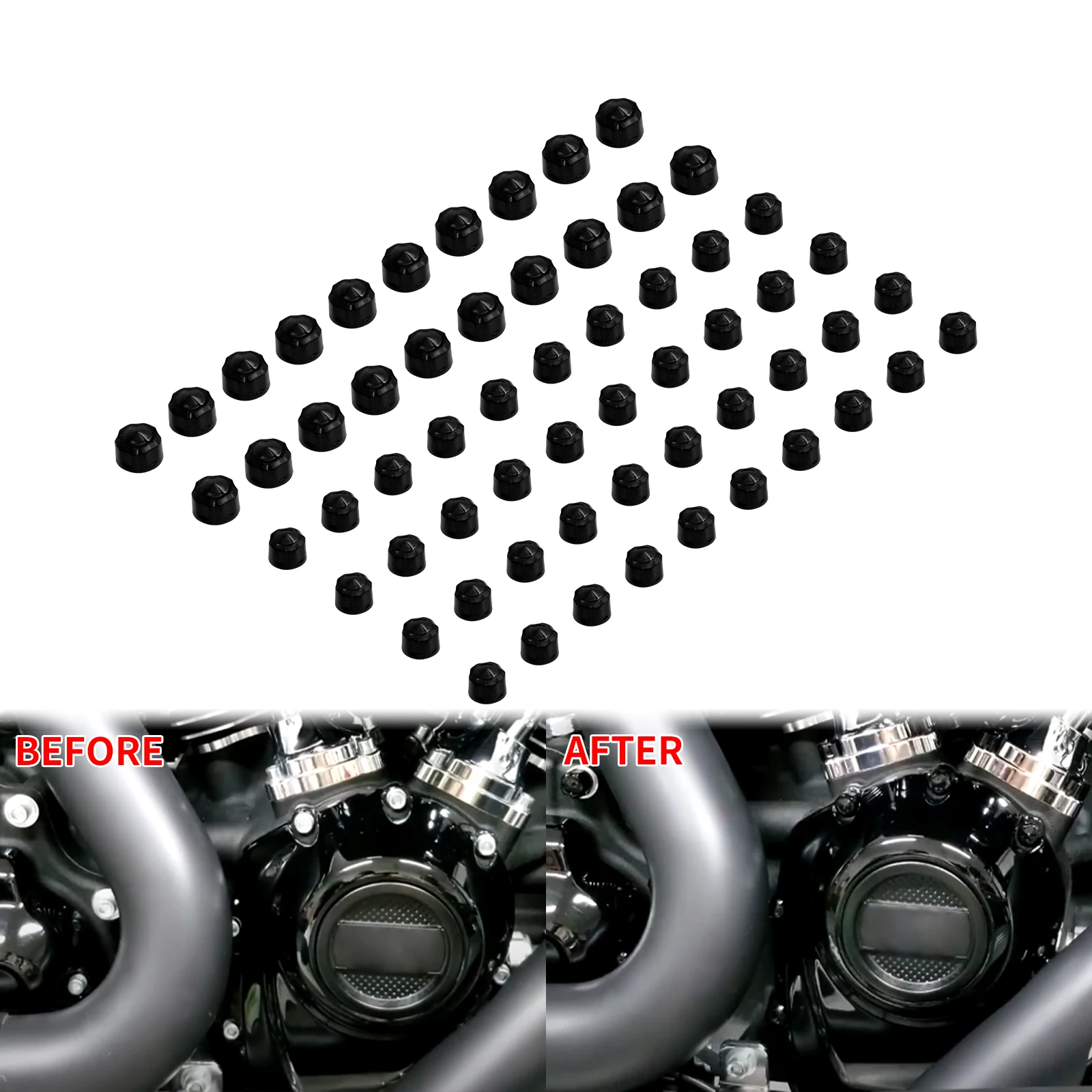 Черная/хромированная крышка винта для болта двигателя мотоцикла 60 шт. Harley Softail Slim