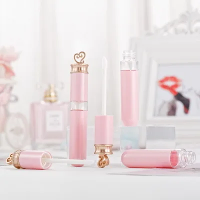 

High Quality 10/30/50pcs 7ml Pink Lip Gloss containers Tube Empty Lip Gloss Lipstick Tube With Love Shap Cosmetic Containers