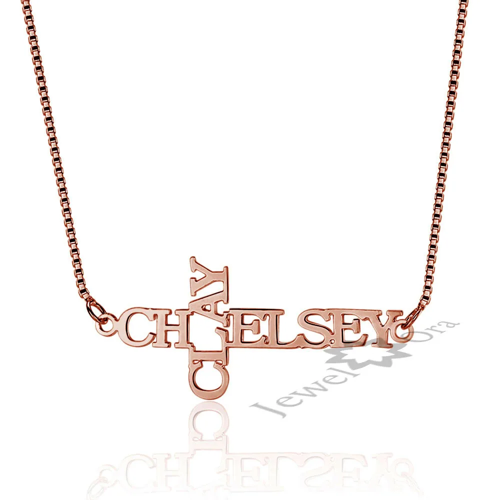 Персонализированное ожерелье в форме Креста на заказ 2 имени выгравированное с