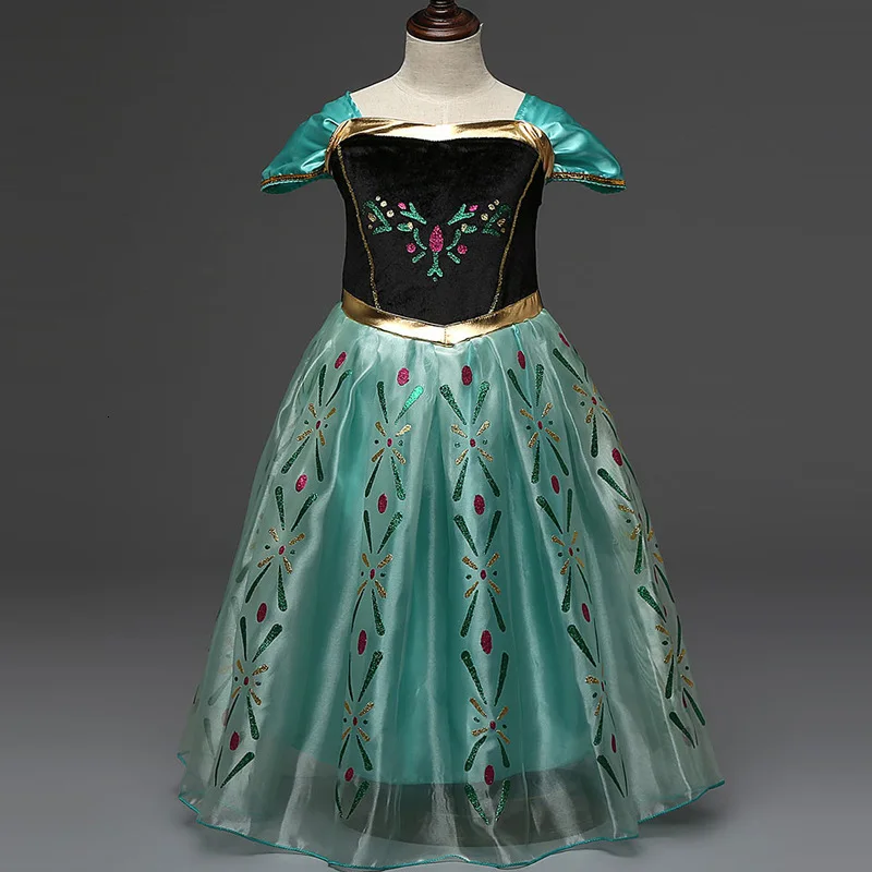 Платье Эльзы для девочек Костюмы детей Снежной Королевы костюмированной