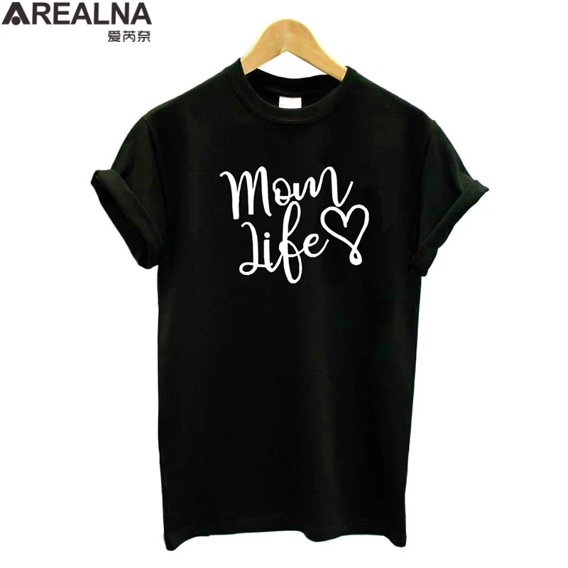 Мама Жизнь любящее сердце футболка с принтом Футболка для женщин Базовая смешные