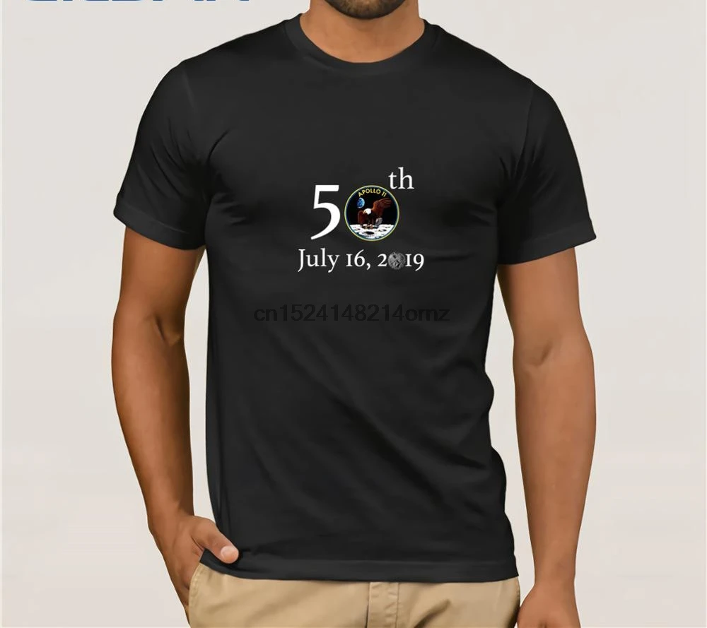 

Brand July 16 2019 50th Apollo 11 Anniversary Moon Landing T-Shirt Men Short Sleeve T-Shirt
