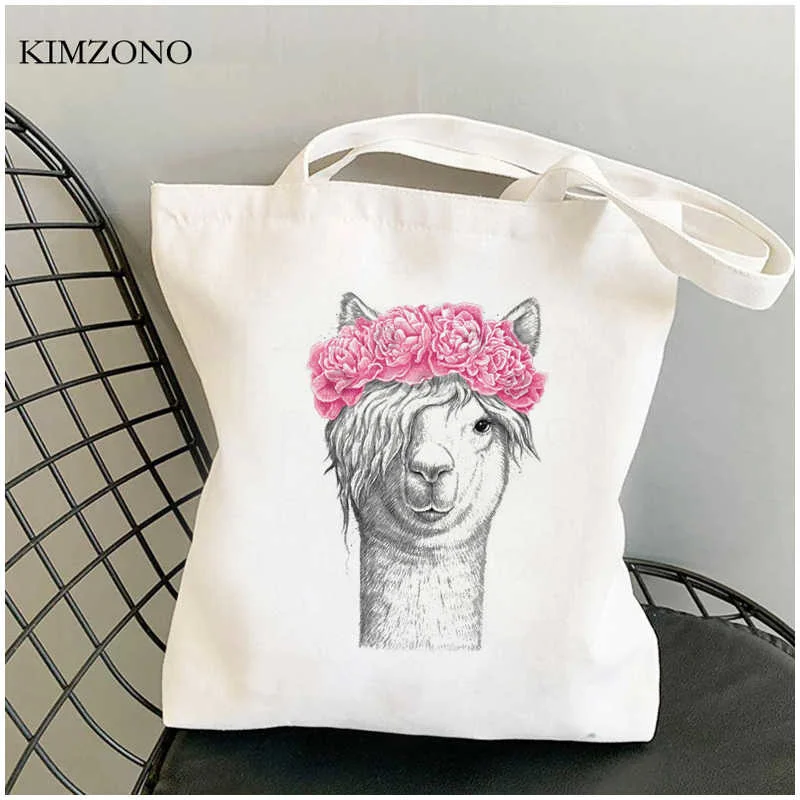 

Lama Llama shopping bag cotton grocery handbag bolsa bag bolsas ecologicas bolsas reutilizables fabric string custom
