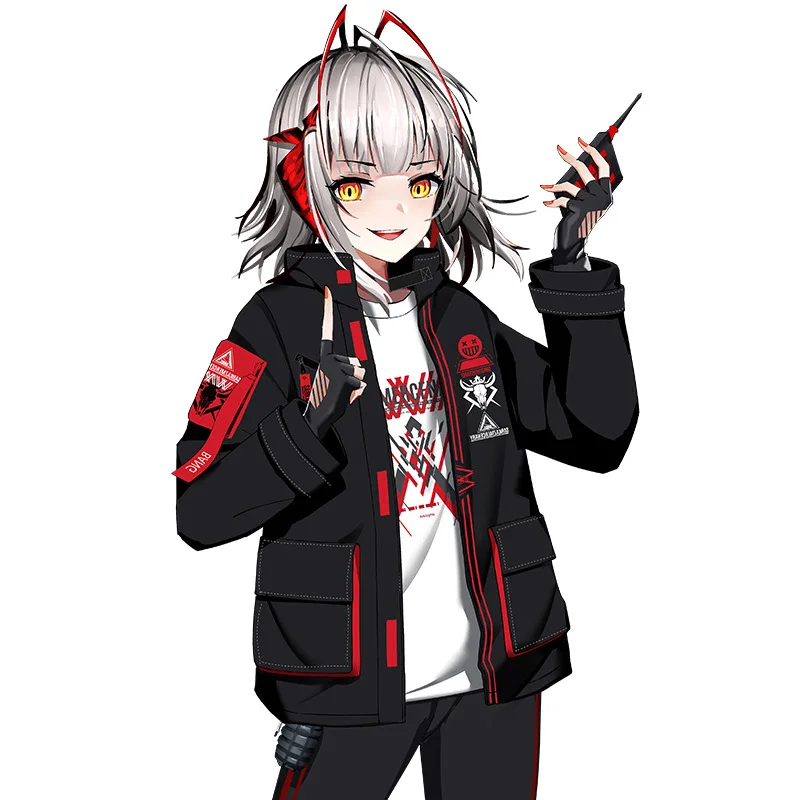 

Game Arknights W Hooded Wind Coat Autumn Winter Cotton Padded Jacket Fashion Casual Student Sweatshirt Women Men Black Tops