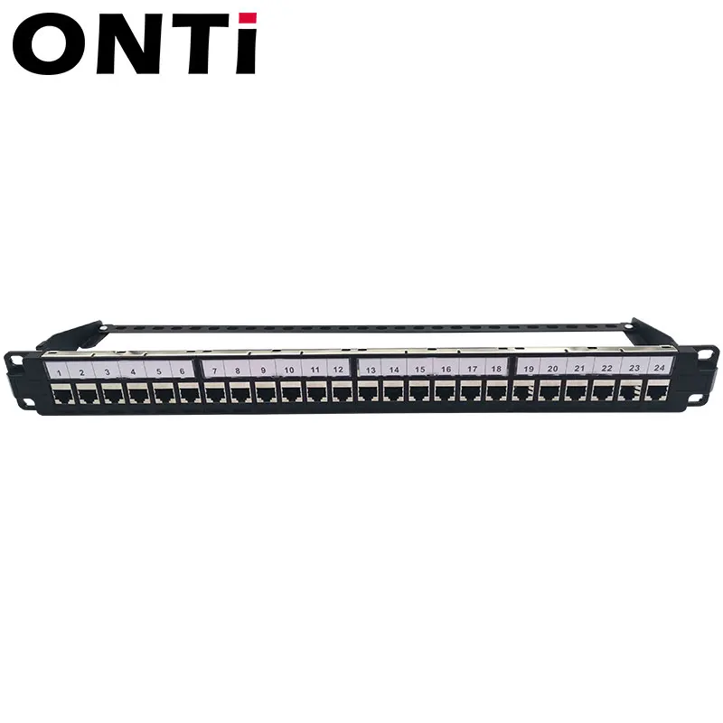ONTi 24 порта 1U CAT6 RJ45 экранированная сквозная Соединительная панель Keystone Jack 19 дюймов