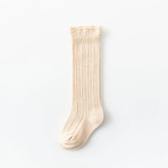 Beige Г. Детские однотонные гольфы для малышей хлопковые теплые длинные чулки для маленьких мальчиков и девочек Однотонные детские мягкие гетры нового стиля - Цвет: Beige