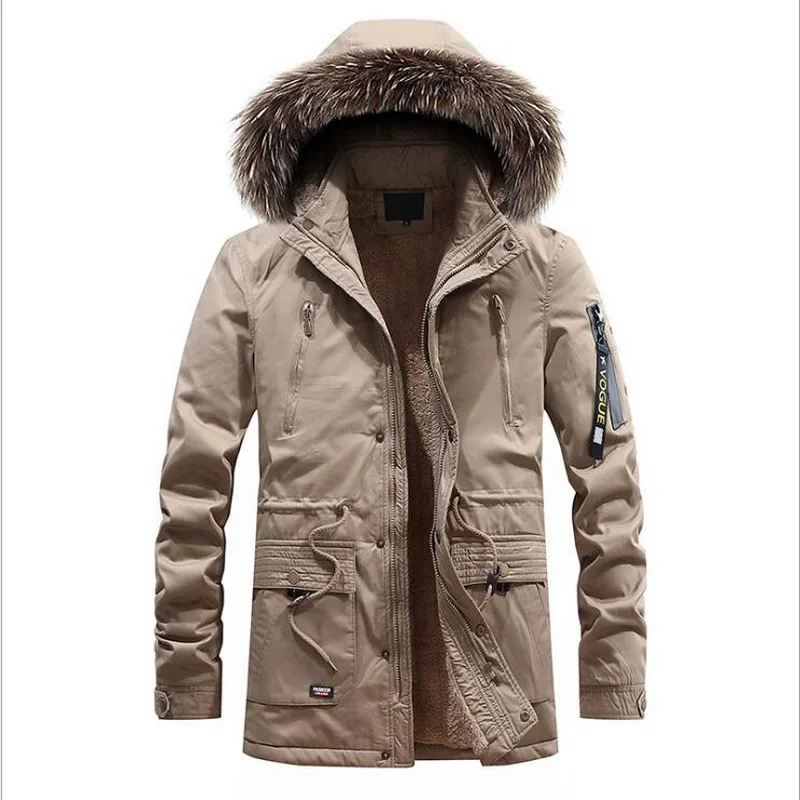 VXO Thick Warm Jacket Men Cargo Multi-Pocket Outwear Outdoor Men's Winter Parkas Fleece Fur Collar Hooded Coat Windbreake L-3XL