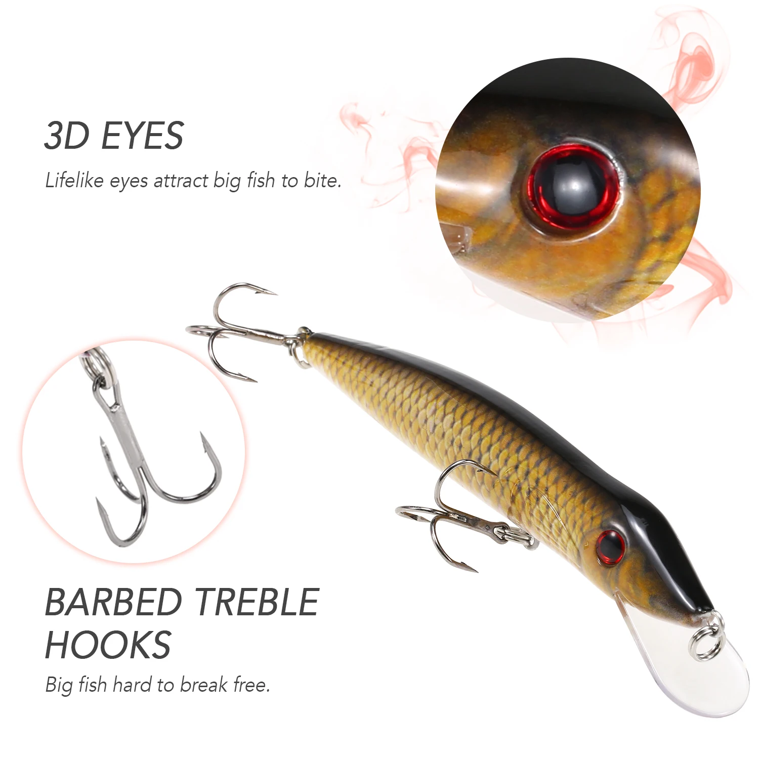 Рыболовная Приманка в виде гольяна с 3D глазами искусственные джиг воблеры