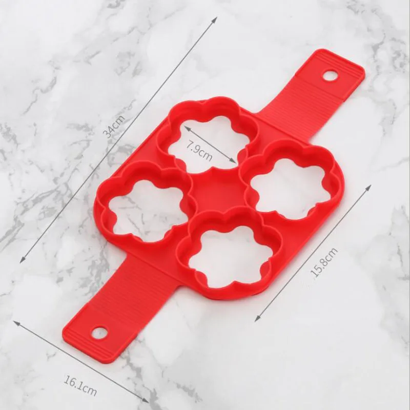 

Several Kinds Of Silicone Four Hole Egg Fryer Love Pancake Mold Silicone Rice Ball Grinding Tool Star Plum Egg Fryer