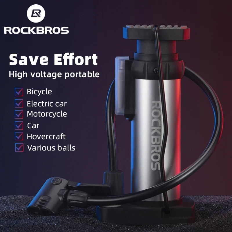 

ROCKBROS Bicycle Foot Pump 80PSI High Pressure AV/FV Portable Aluminum Alloy Air Inflator MTB Road Bike Pump Cycling Accessories