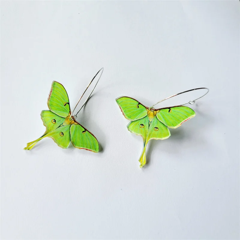 

Bohemian Fashion Personality Acrylic Green Butterfly Moth Earrings Lady Creative Trend Holiday Valentine's Day Jewelry Gift