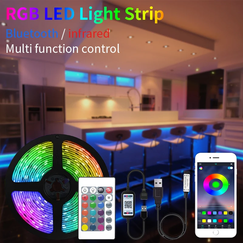 

5M LED Strip Light TV Backlight USB 5050 2835 SMD DC5V Luces Led Lamp Home Kitchen Living Room Decorative Lighting