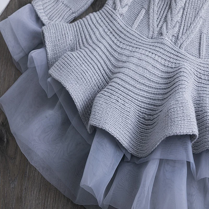 Платье-пачка трикотажное с длинным рукавом на возраст от 3 до 8 лет | Детская