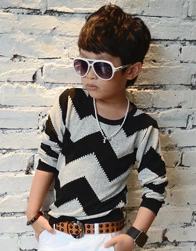 

Kids Shirt Spring New Long Sleeve Stripe Baby Boys Wave T Shirt Children Clothes Casual Boys Clothes