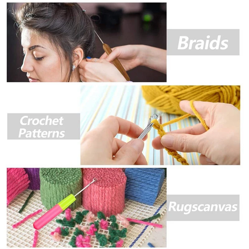 

Dreadlock Crochet Hooks Set with 5 Lock Hook Crochet Hooks,3 Dreadlock Crochet Hooks,5 Lock Hair Extension Tool Locks