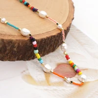 hot selling bohemian colorful beaded women miyuki necklace trend bead natural pearl necklaces for women accessories