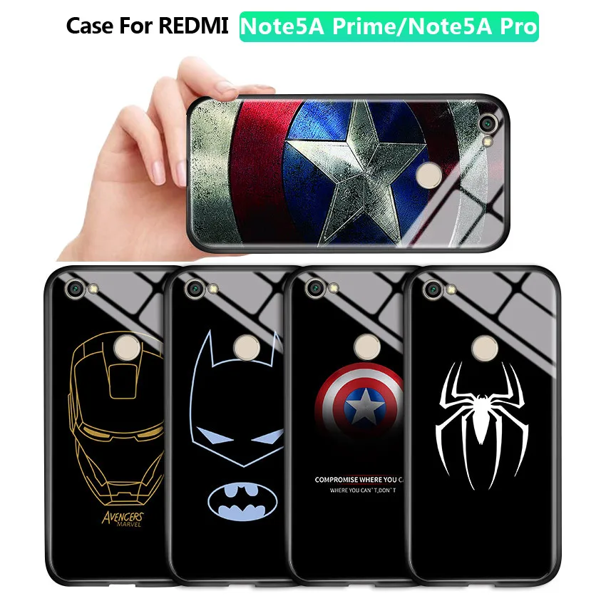 Противоударный чехол из закаленного стекла для Xiaomi Redmi Note5A Prime Note 5A Pro Marvel Ironman