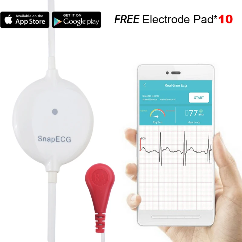 Máquina portátil de medición de Monitor de ECG cardíaco, grabación de datos en tiempo Real, soporte