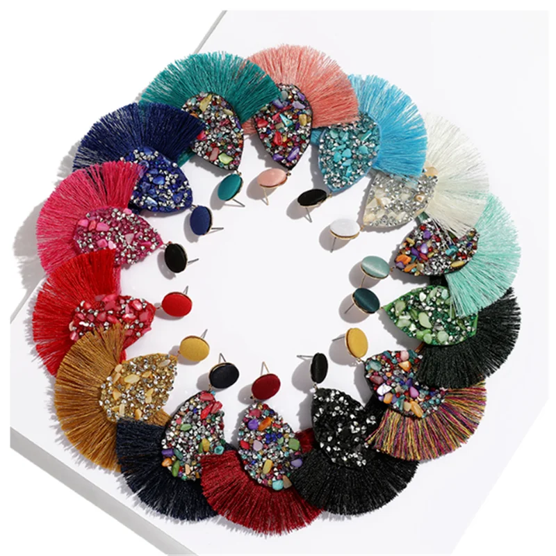 

2021 Fashion Bohemia Drop-shaped Tassel Dangle Earrings for Women Party Jewelry