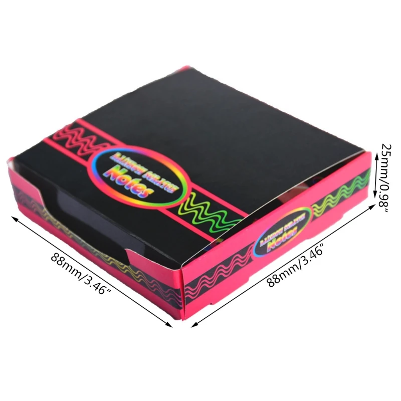 

2021 New 100Pcs Rainbow Scratch Art Mini Notes With Wooden Stylus Scraping Drawing Toys