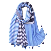2021 design brand women lightweight striped line tassel viscose spring autumn shawl wrap hijabs lady pashmina foulards 18090cm