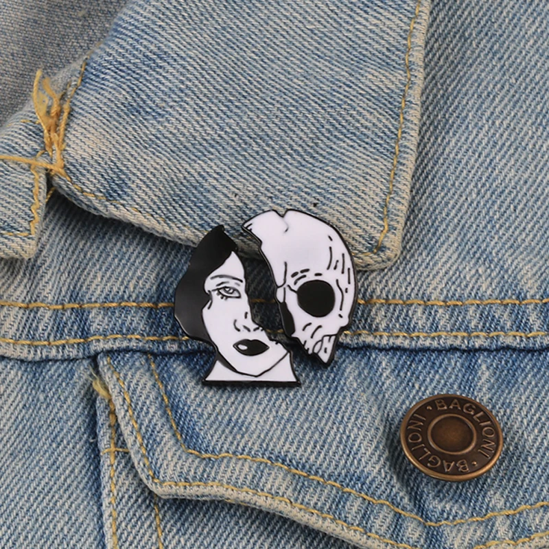 Эмалированные булавки в форме полускелета для мужчин и женщин вечерние броши