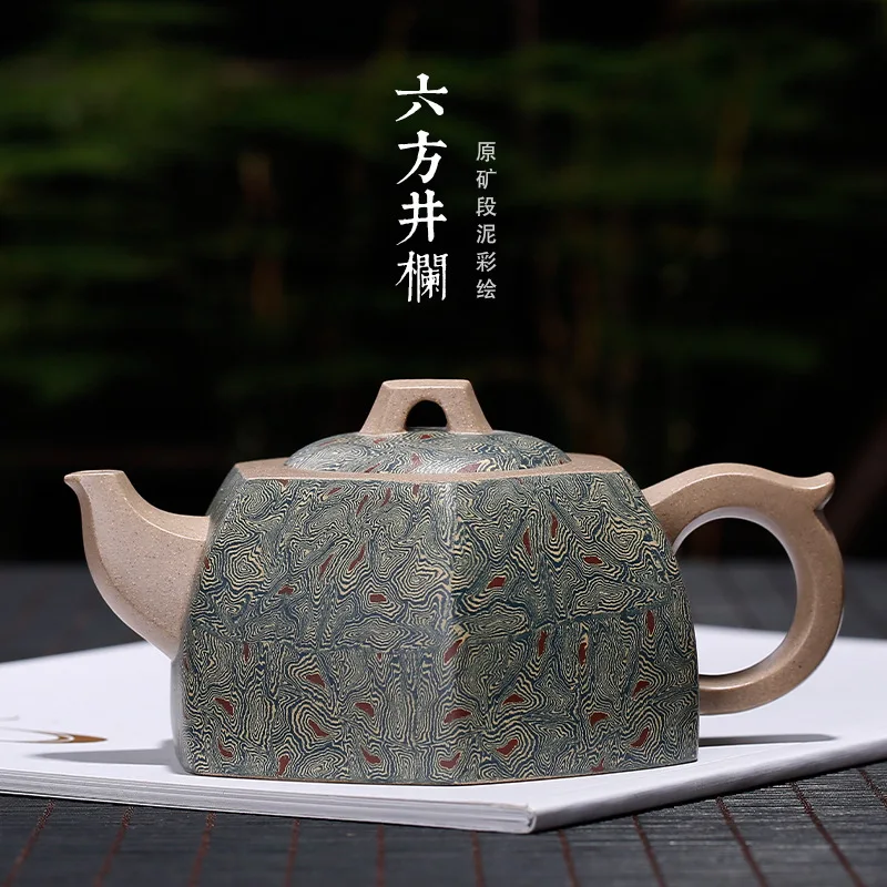 

raw ore red clay pot raw ore section mud six square well bar hand-painted clay cutter teapot wholesale customization