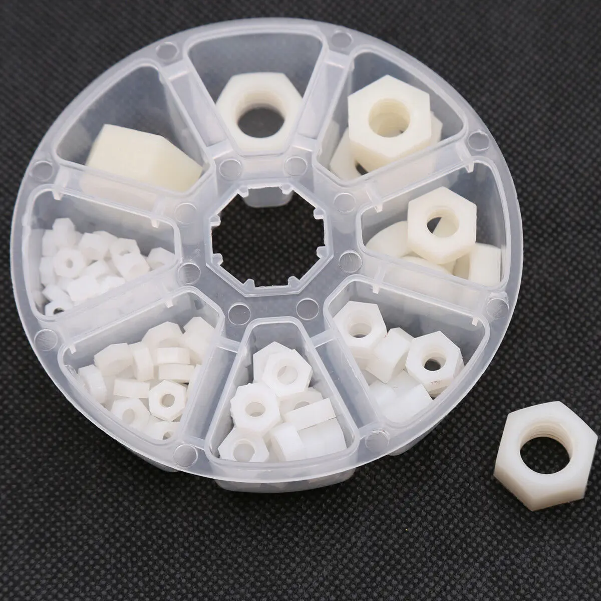 1 коробка белых пластиковых нейлоновых шестигранных гаек в комплекте