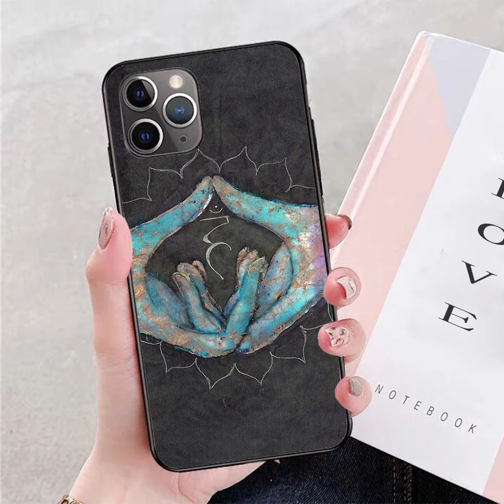

For iPhone Vishuddha - throat chakra mudra Soft TPU Border Apple iPhone Case