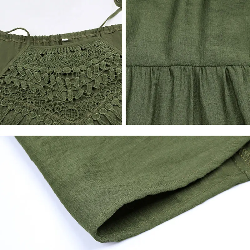 

Halter Hollow Out Dress Summer Women Solid Sleeveless Casual Loose High Waist Splicing Elegant Midi Party Dresses 2021