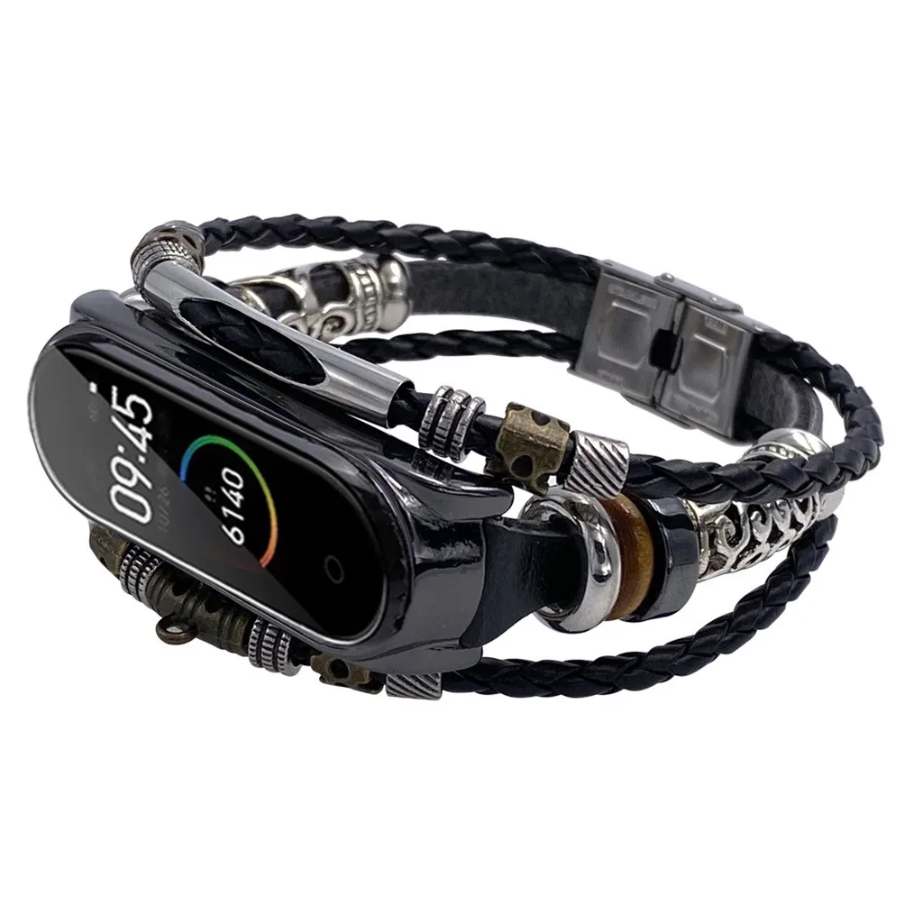 Сменные кожаные браслеты с бусинами плетеные разноцветные спортивные модные