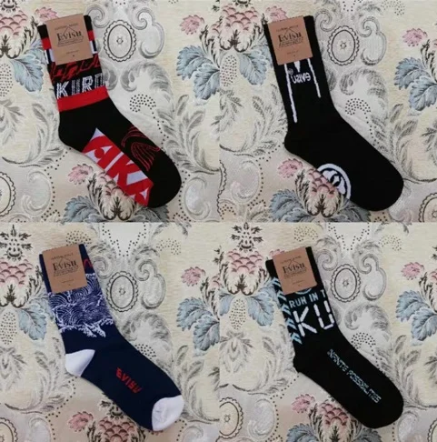 Бренд Evisu повседневные хлопковые мужские носки Модные дышащие теплые чулки спортивные мужские и женские парные носки