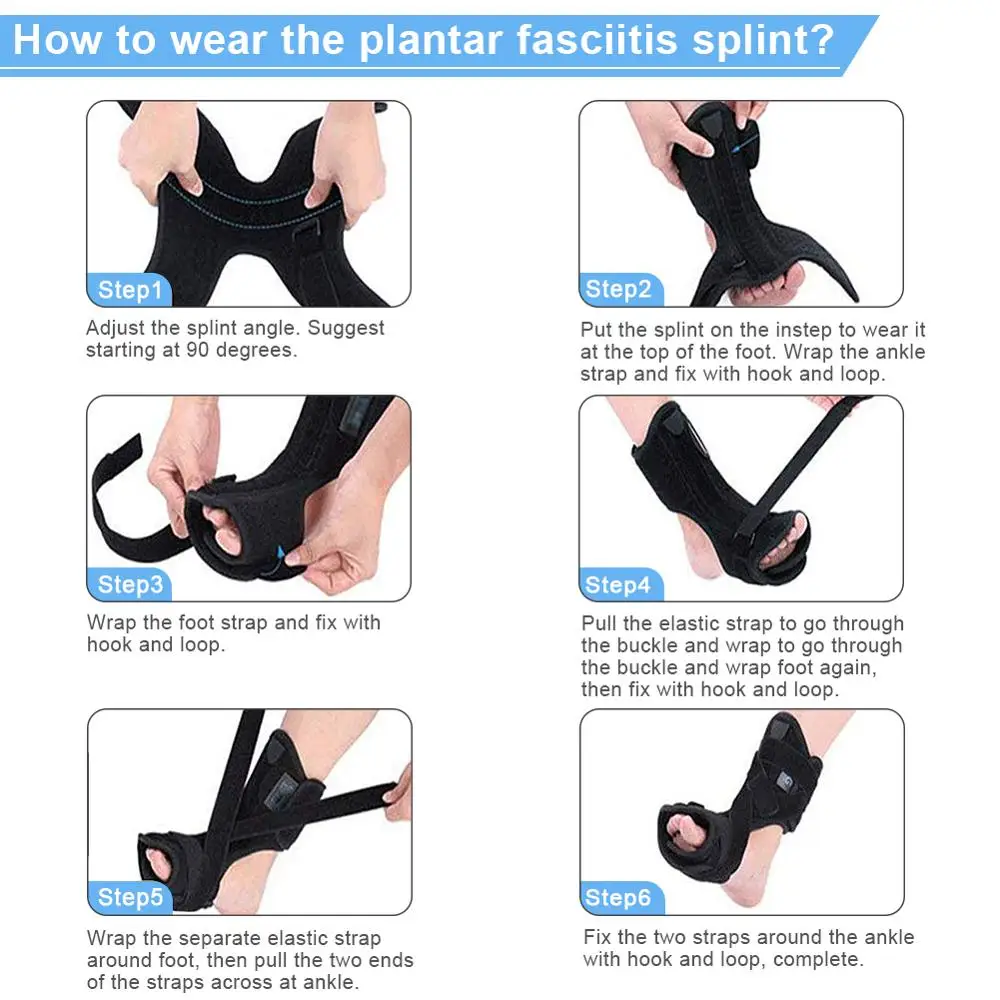 

Plantar Fasciitis Dorsal Night Splint For Heel Pain Relief Foot Drop Orthotic Brace For Sleep With Sock &Hard Spiky Massage Ball