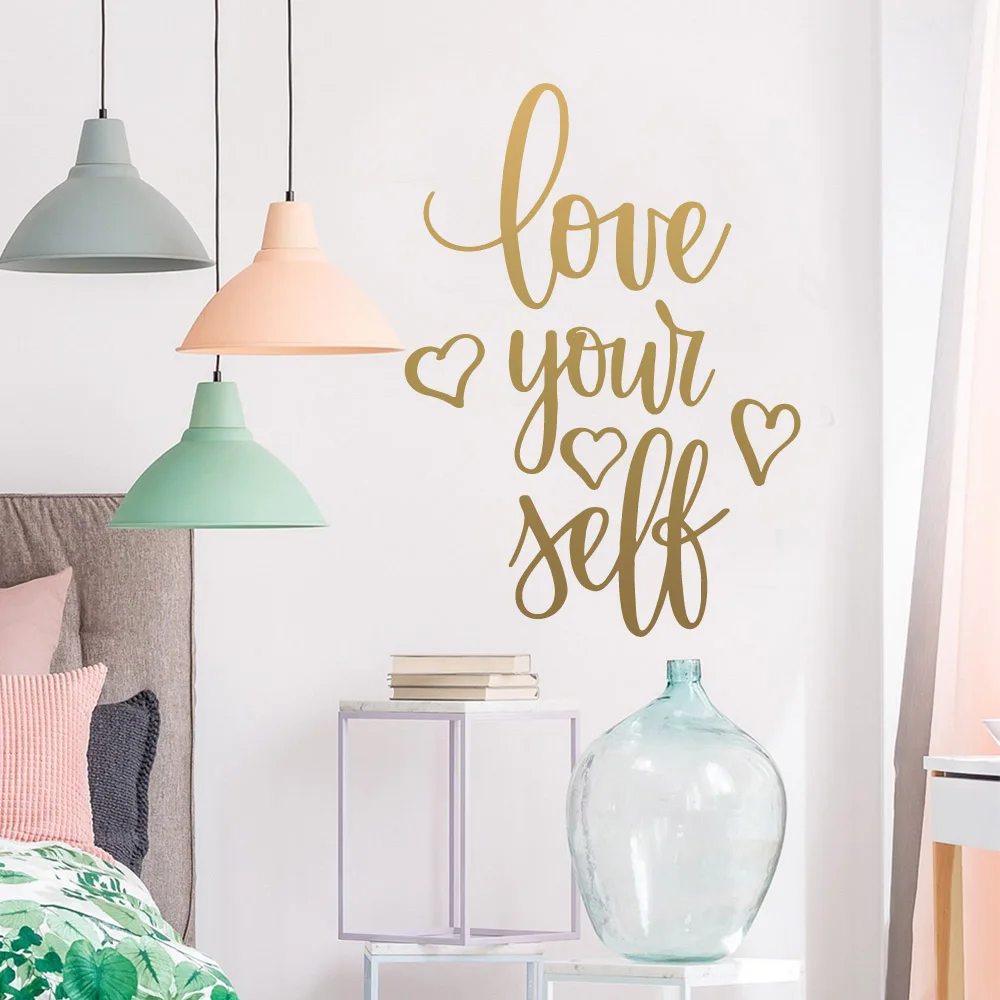 Виниловый водонепроницаемый настенный стикер с изображением love yourself домашний