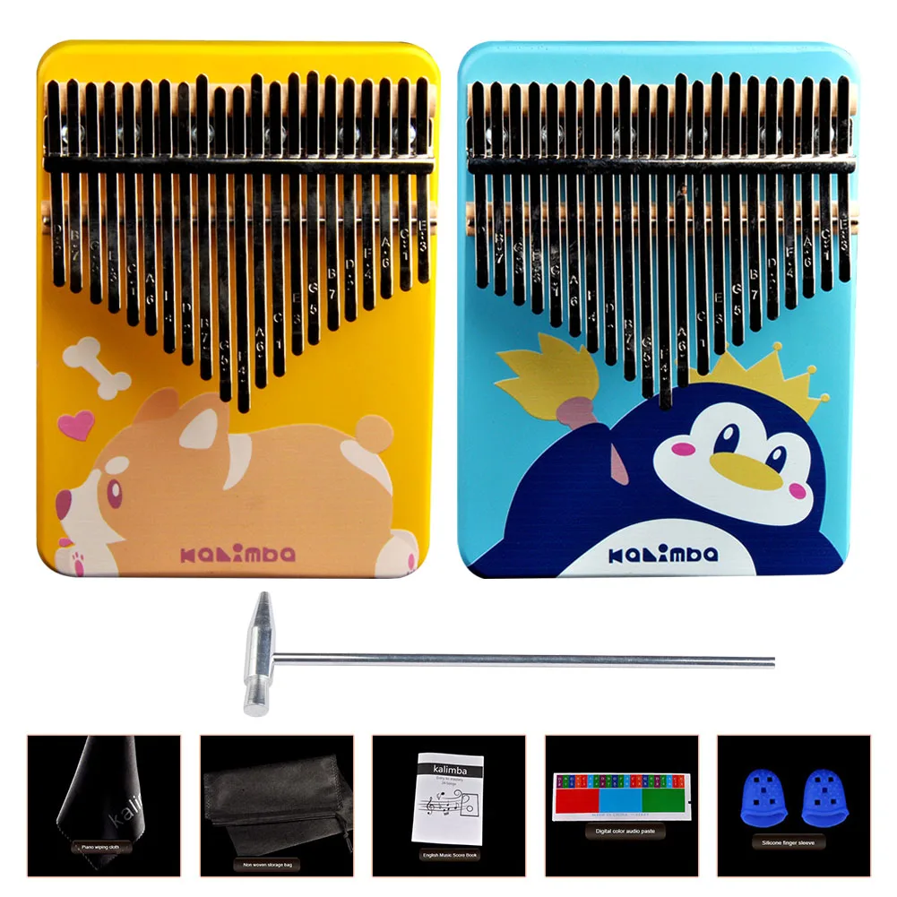 

Cartoon Dog/Penguin Kalimba 17 Keys Thumb Piano Mahogany Musical Instruments with Accessories Kits for Children Adults