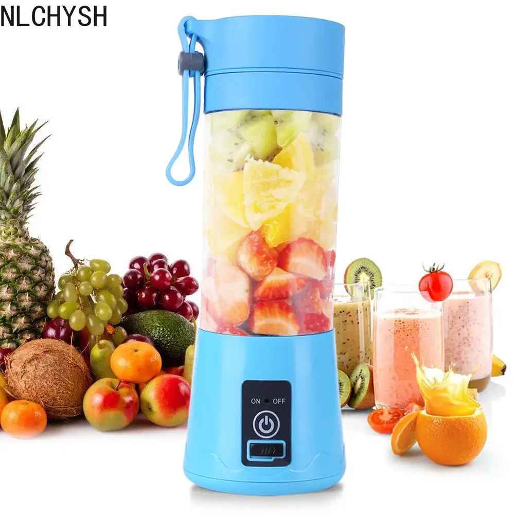 

380ml 6 Blades Mini USB Portable Electric Fruit Juicer Smoothie Maker Blender Rechargeable Juicer Cup Sports Bottle