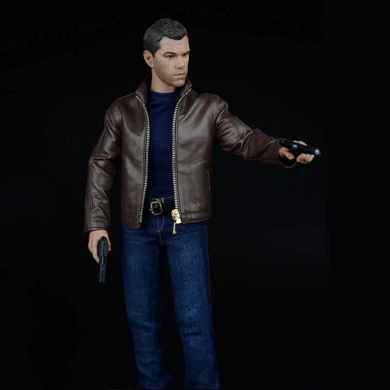 Костюм мужской из кожаной куртки и джинсов в масштабе 1/6|Игровые фигурки