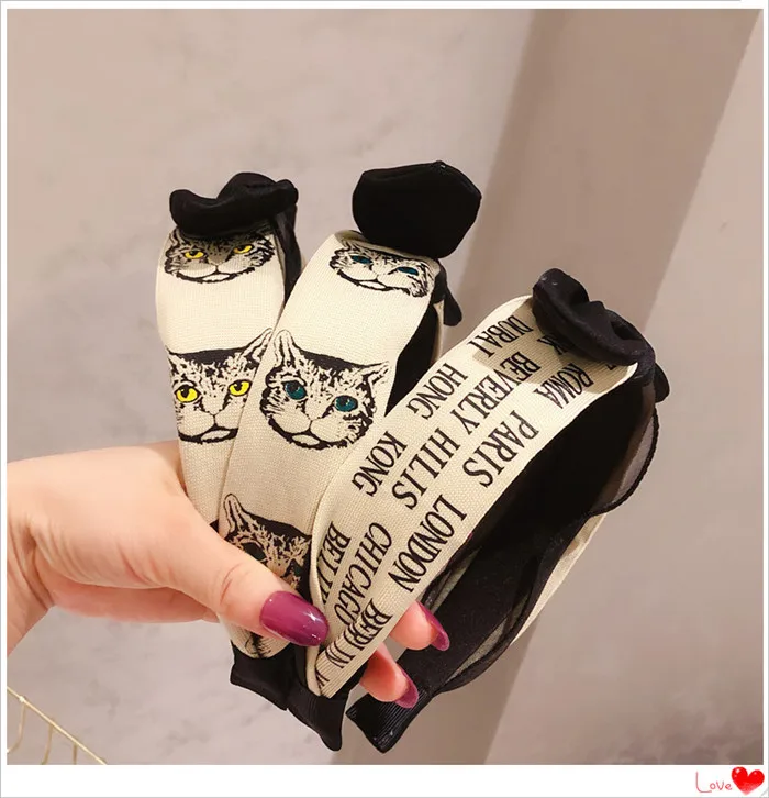 Широкая пластиковая повязка для волос с надписью кошачий глаз модный винтажный