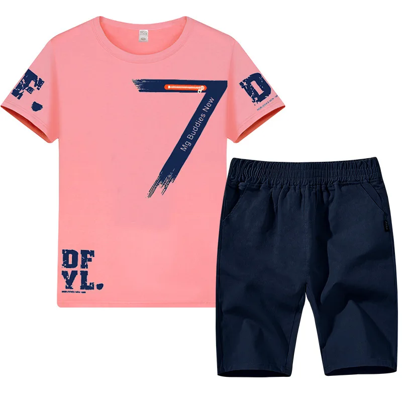 

Лето 2019, одежда для мальчиков, спортивный костюм, Модный повседневный комплект детской одежды с коротким рукавом и круглым вырезом, футболка и штаны из 2 предметов
