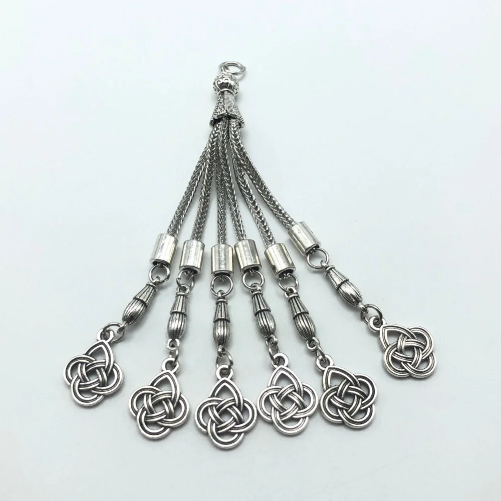 

JunKang 2pcs penknife, Chinese knot, drop shaped rosary pendant jewelry making pray Muslim Turkish DIY accessories materials